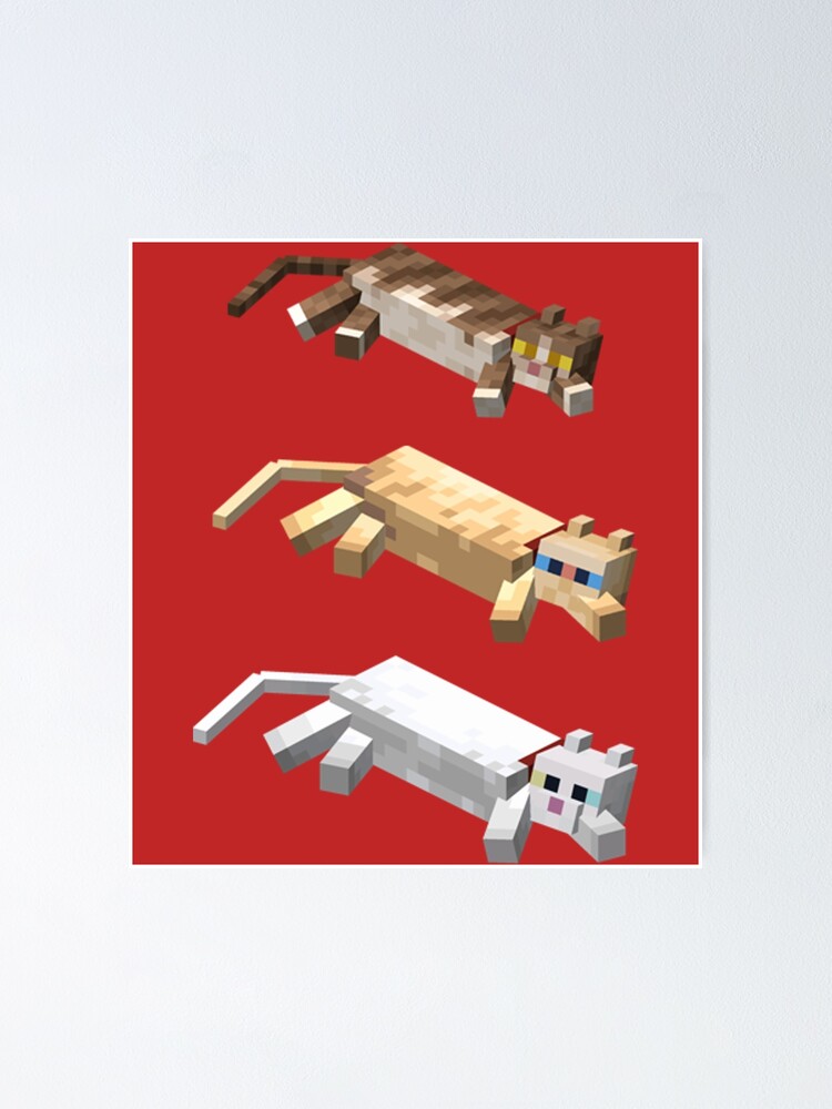 "minecraft cat lying down stickers" Poster for Sale by boscioguidena
