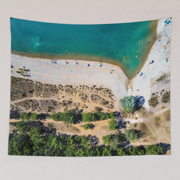 Item preview, Beautiful Blue Lake Beach Drone Shot designed and sold by oneperception.