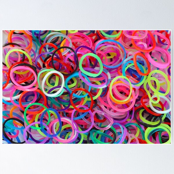 Colorful Rainbow loom bracelet rubber bands fashion Poster