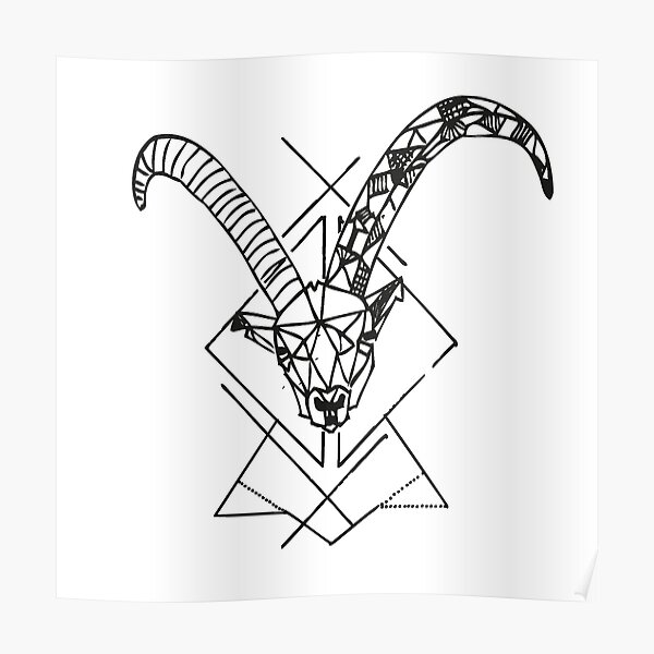 Geometric Capricorn (Steinbock) Poster