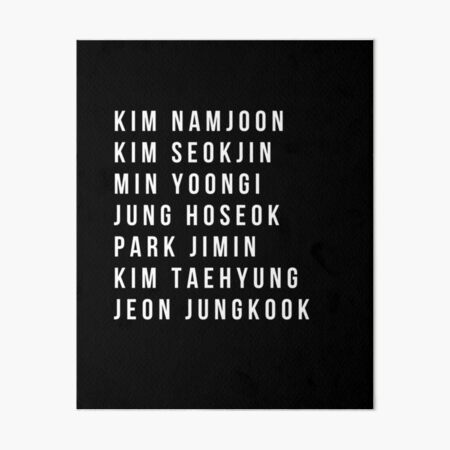 Bts Names Art Board Prints for Sale