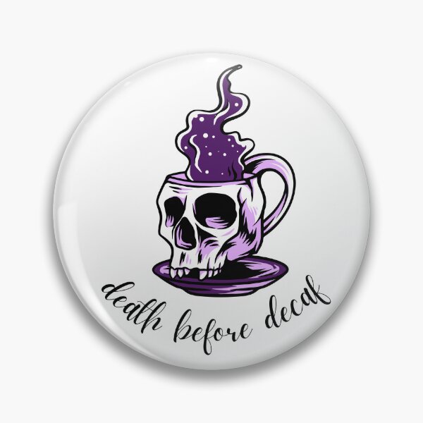 Item preview, Death Before Decaf Slogan Skull Cup Mug & Saucer Purple Colour Design: designed and sold by LifeAndWonder.