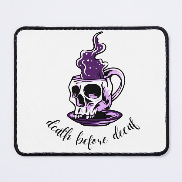 Item preview, Death Before Decaf Slogan Skull Cup Mug & Saucer Purple Colour Design: designed and sold by LifeAndWonder.