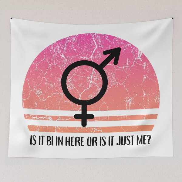 Item preview, Is It Bi In Here Or Is It Just Me Pink Retro Sunset designed and sold by LuckyKermit.