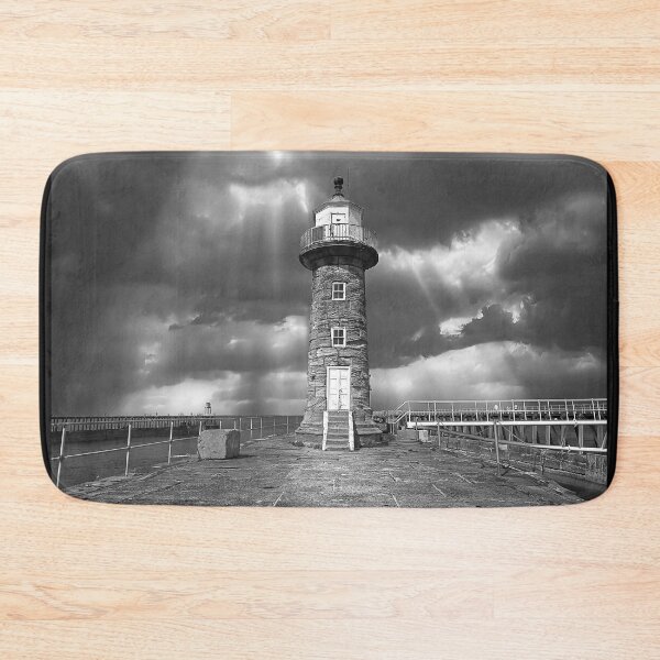 Item preview, Whitby East Pier Lighthouse Monochrome  designed and sold by Alisonchambers2.