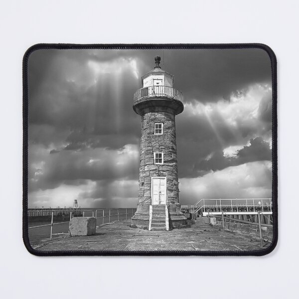Item preview, Whitby East Pier Lighthouse Monochrome designed and sold by Alisonchambers2.
