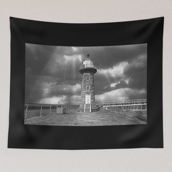 Item preview, Whitby East Pier Lighthouse Monochrome  designed and sold by Alisonchambers2.