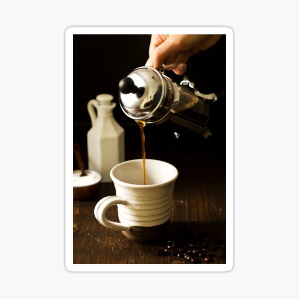 Pouring Coffee from French Press Sticker