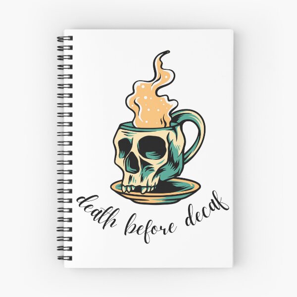 Item preview, Death Before Decaf Slogan Skull Cup Mug & Saucer Cream Colour Design: designed and sold by LifeAndWonder.