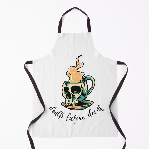 Item preview, Death Before Decaf Slogan Skull Cup Mug & Saucer Cream Colour Design: designed and sold by LifeAndWonder.