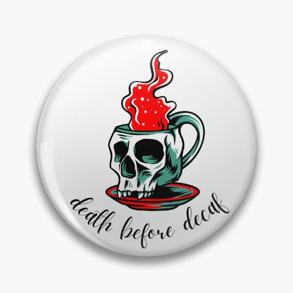 Item preview, Death Before Decaf Slogan Skull Cup Mug & Saucer Red Colour Design: designed and sold by LifeAndWonder.