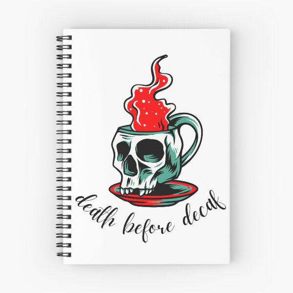 Item preview, Death Before Decaf Slogan Skull Cup Mug & Saucer Red Colour Design: designed and sold by LifeAndWonder.