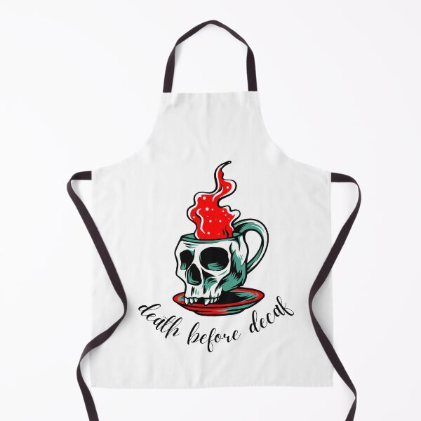 Item preview, Death Before Decaf Slogan Skull Cup Mug & Saucer Red Colour Design: designed and sold by LifeAndWonder.