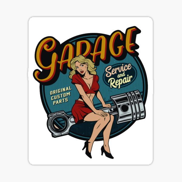 "Pinup Garage" Sticker for Sale by Patannini Redbubble