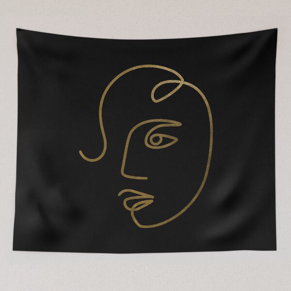 Item preview, Ethnic Woman One Line Art Drawing / golden designed and sold by SoccaTamam.