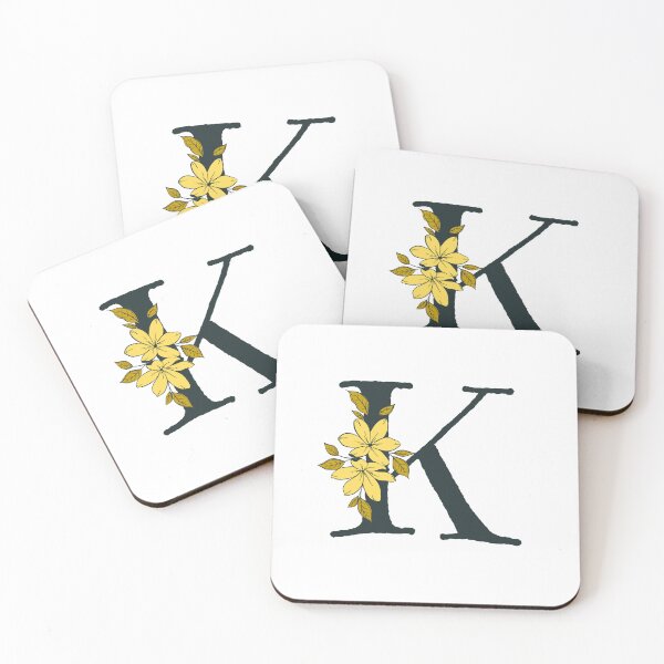 Item preview, Yellow floral K monogram designed and sold by Coffee Lifestyle.