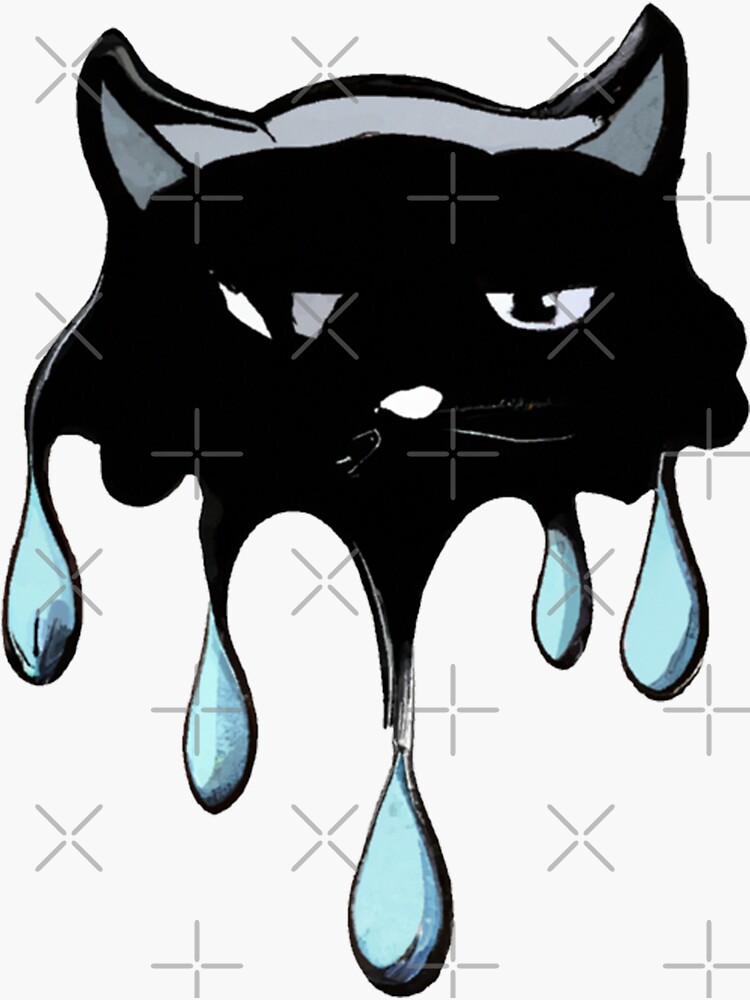 "dripping cat face funny cat face meme troll" Sticker for Sale by