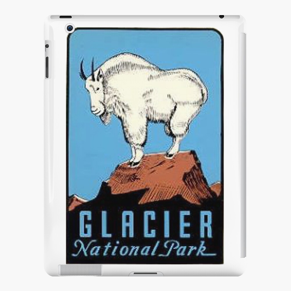 Retro Glacier National Park Montana Vinyl Sticker Skateboard and Phone Case Glossy Sticker for Laptop iPad