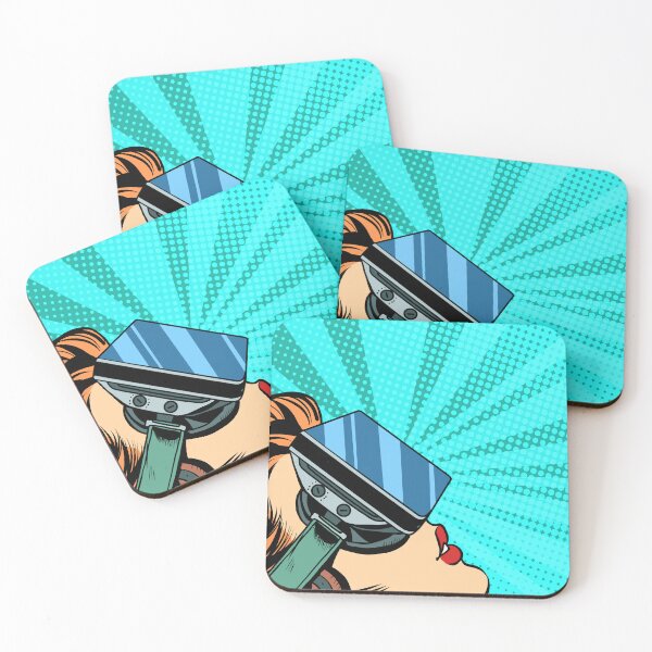 Item preview, Retro girl with glasses virtual reality, VR Head Set , Funny VR Gifts For Gamers, Virtual Reality Comic designed and sold by Pointit.