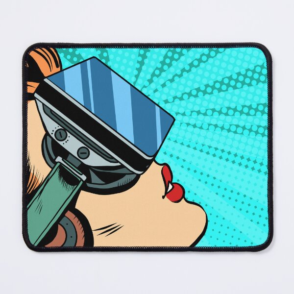 Item preview, Retro girl with glasses virtual reality, VR Head Set , Funny VR Gifts For Gamers, Virtual Reality Comic designed and sold by Pointit.