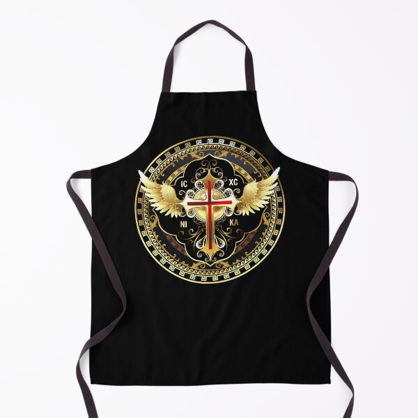 Item preview, Angel Wings Ornate Cross Gold Black Red ICXC NIKA designed and sold by Yiorgos Designs.