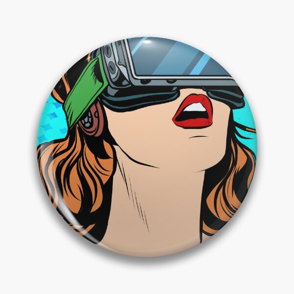 Item preview, OMG emotions from virtual reality retro girl, VR Head Set , Funny VR Gifts For Gamers, Virtual Reality Comic designed and sold by Pointit.