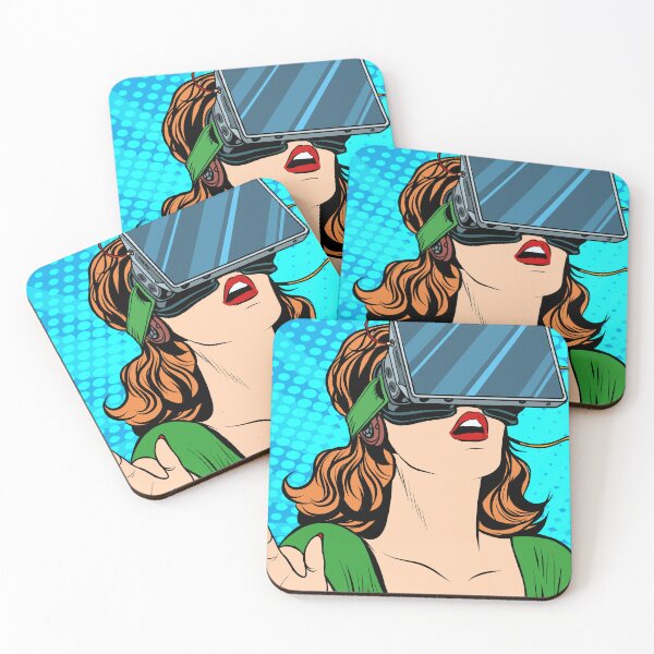 Item preview, OMG emotions from virtual reality retro girl, VR Head Set , Funny VR Gifts For Gamers, Virtual Reality Comic designed and sold by Pointit.