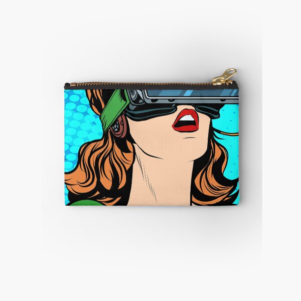 Item preview, OMG emotions from virtual reality retro girl, VR Head Set , Funny VR Gifts For Gamers, Virtual Reality Comic designed and sold by Pointit.