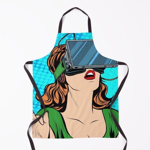 Item preview, OMG emotions from virtual reality retro girl, VR Head Set , Funny VR Gifts For Gamers, Virtual Reality Comic designed and sold by Pointit.