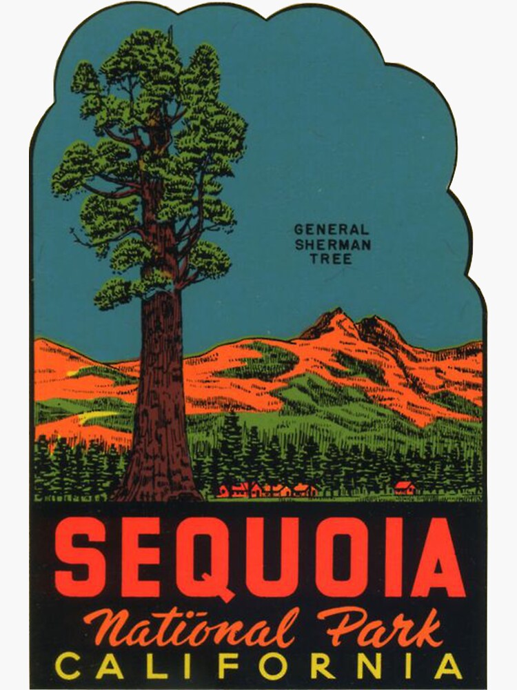 Thumbnail 3 of 3, Sticker, Sequoia National Park Vintage Travel Decal designed and sold by MeLikeyTees.