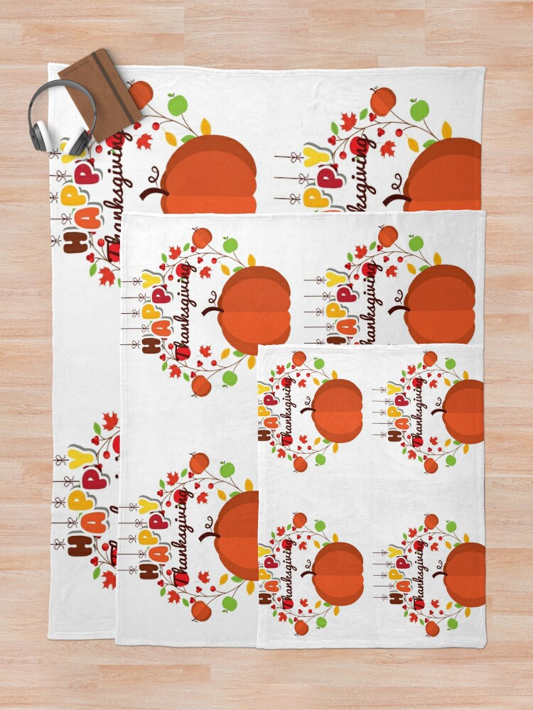 Discover Happy Thanks Giving Turkey Day Apple Pumpkin 2023 Throw Blanket