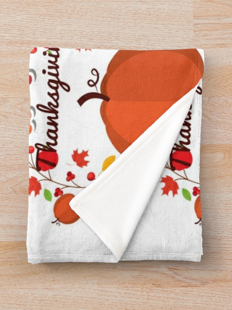 Disover Happy Thanks Giving Turkey Day Apple Pumpkin 2023 Throw Blanket