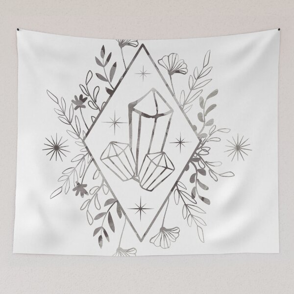 Item preview, Witchy Crystal Gem Floral Flower Diamond | Black, Grey & White: designed and sold by LifeAndWonder.
