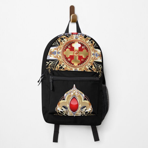 Item preview, Greek Orthodox Cross Red Gold Black Fancy ICXC NIKA designed and sold by Yiorgos Designs.