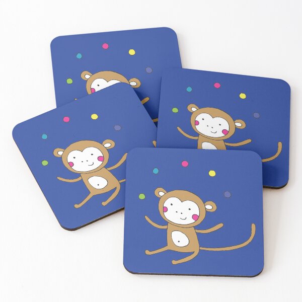 Item preview, Monkey Juggling - on blue - cute monkey by Cecca Designs designed and sold by Cecca-Designs.