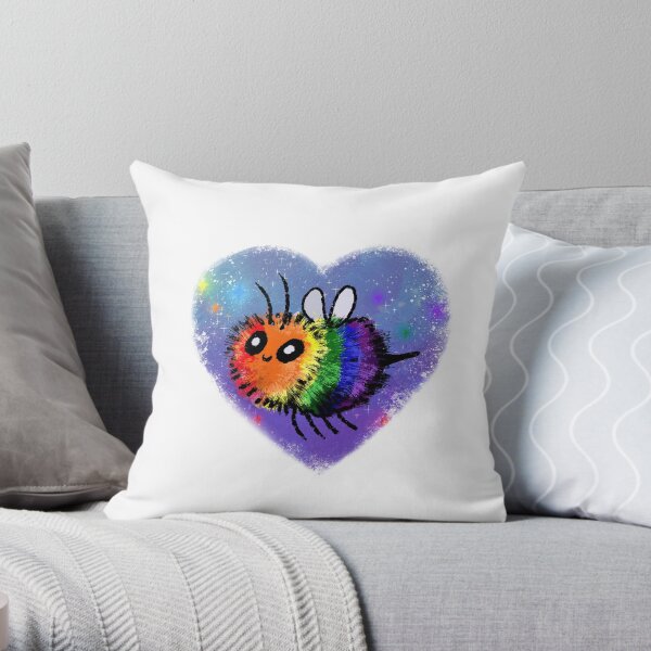 Rainbow Bee Throw Pillow