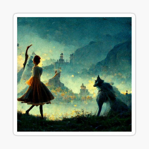 Luthien dancing for Huan in front of Tol Sirion Sticker