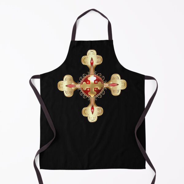 Item preview, Greek Orthodox Cross Red Gold Fancy ICXC NIKA designed and sold by Yiorgos Designs.