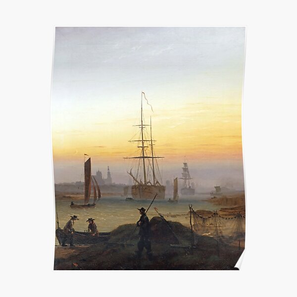 Caspar David Friedrich Ships in the Harbor of Greifswald Poster
