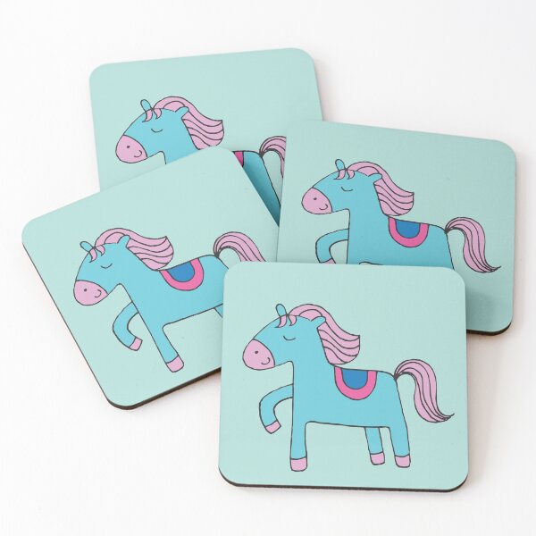 Item preview, Happy pony - sky blue and pink on sea foam - Cute pony by Cecca Designs designed and sold by Cecca-Designs.