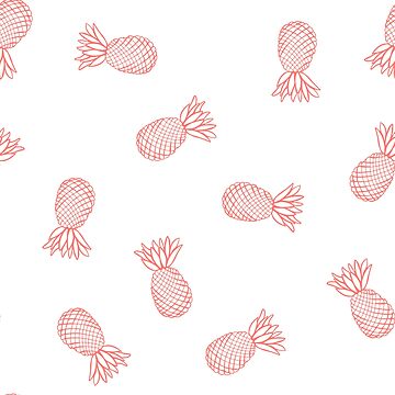 Artwork thumbnail, Coral Pink Pineapple Ink on White Pattern by DeafAngel1080
