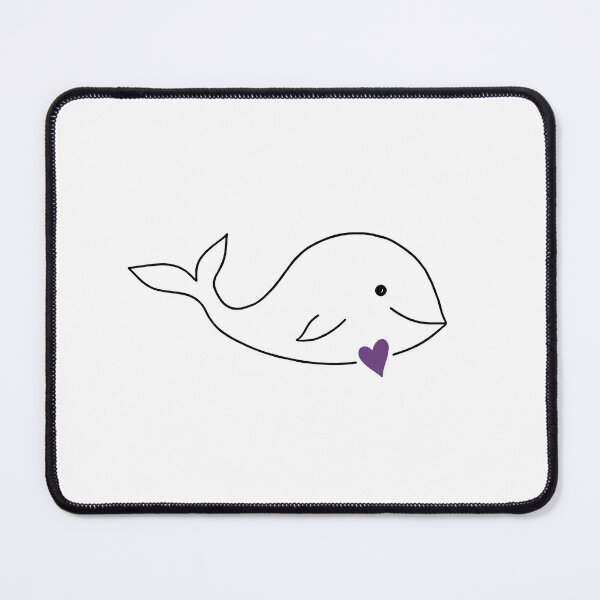 Item preview, whale with a purple heart designed and sold by flowerheadria.