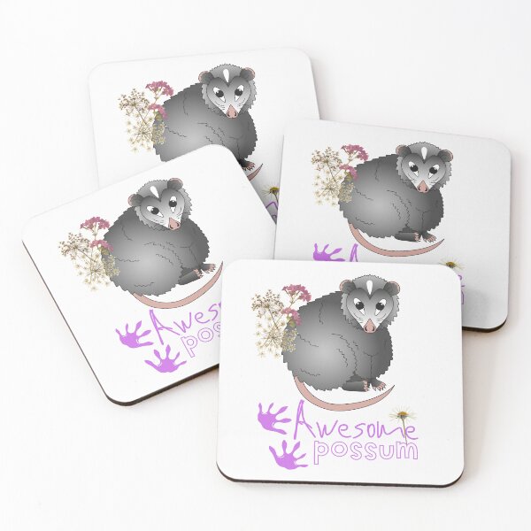 Item preview, Awesome Opossum & Wildflowers Colorful Illustration Design designed and sold by EarthArtDesigns.