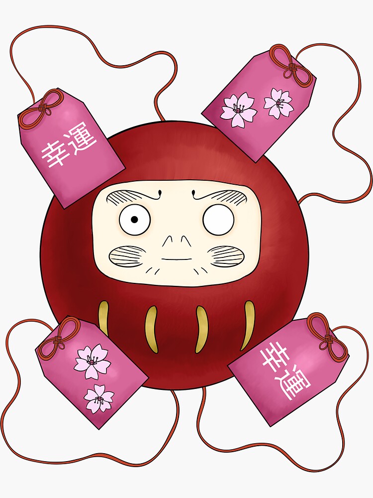Thumbnail 3 of 3, Sticker, daruma doll omamori japanese lucky charms designed and sold by indiVisibl.