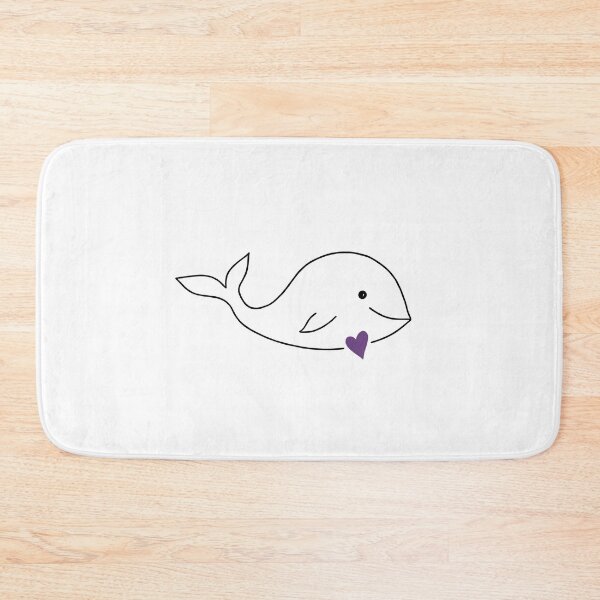 Item preview, whale with a purple heart designed and sold by flowerheadria.