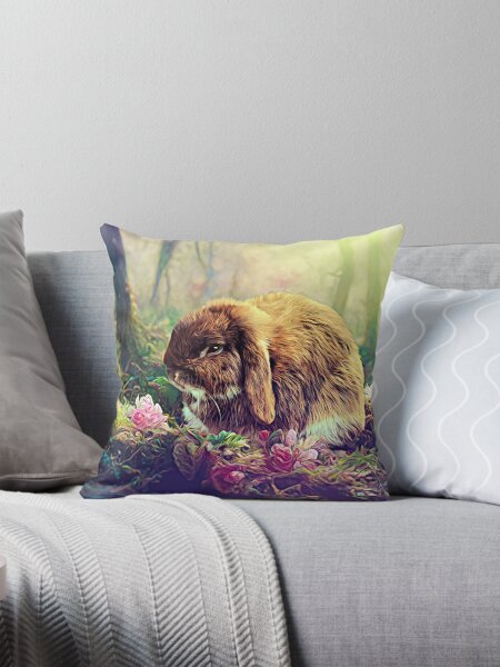 Rabbit in the Glade Throw Pillow