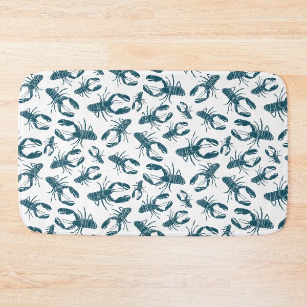 Item preview, Indigo Block Lino Print Lobsters - Crustacean Core designed and sold by RosalieReeves.