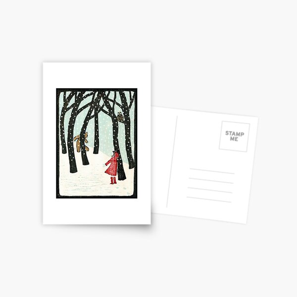 Hello Bear - Original woodcut by Francesca Whetnall Postcard