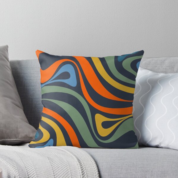 Item preview, New Groove Retro Swirl Abstract Pattern Blue Orange Mustard Green designed and sold by kierkegaard.