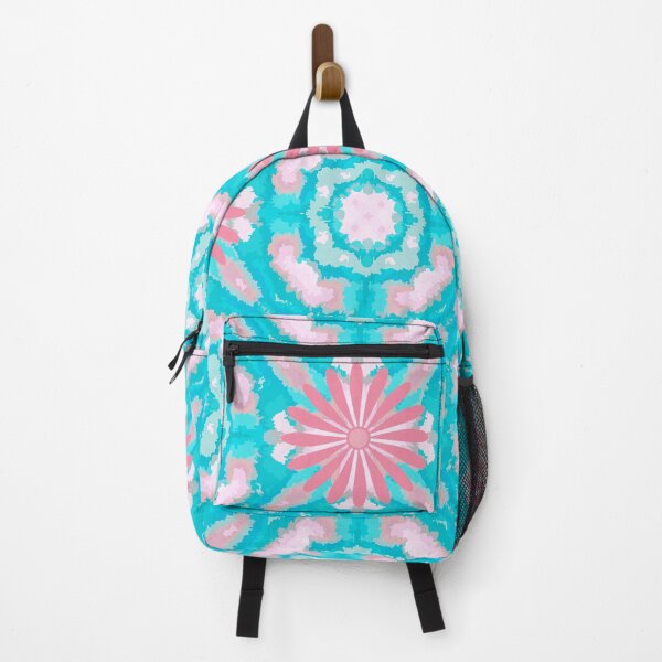 Item preview, Repeating Tile pattern using pink daisies on a background of tie dye squares designed and sold by ditzy-designs.